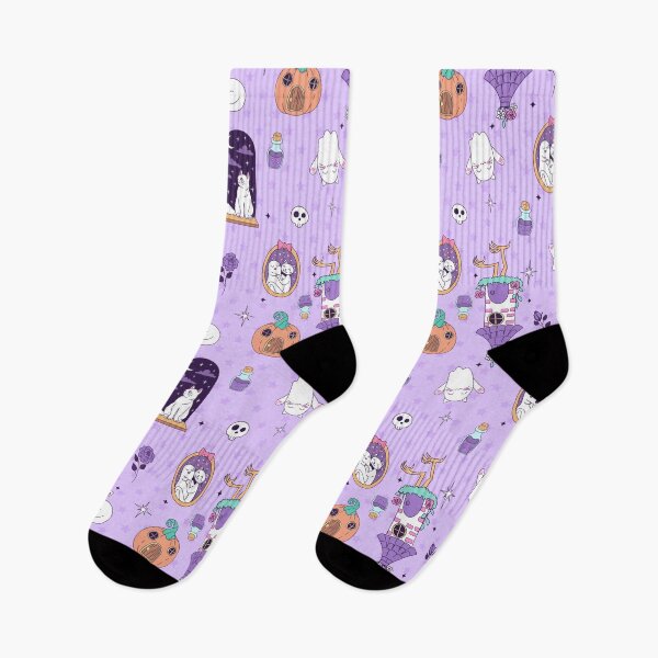 Item preview, whimsical purple halloween spooky ghost creepy cat designed and sold by Gossip Rag.