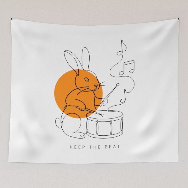 Item preview, Rabbit Playing Drums – Funny Bunny Drummer Music Art designed and sold by AMICO77.