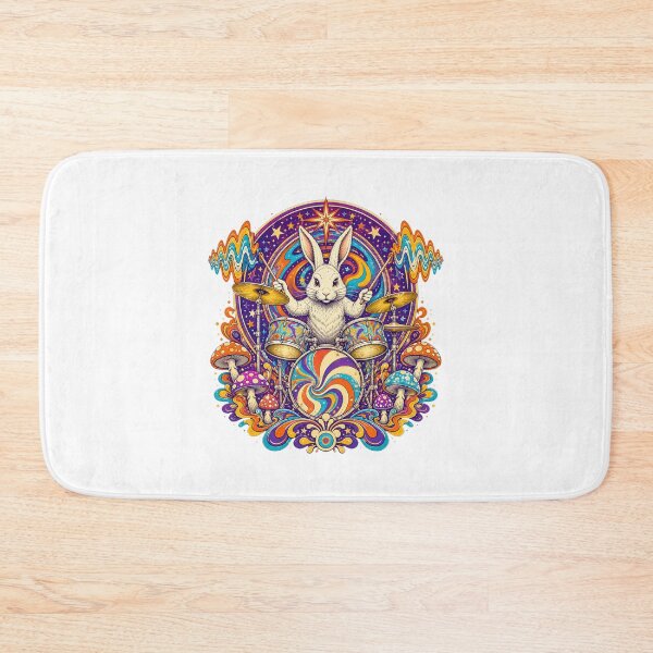 Item preview, Rabbit Playing Drums – Funny Bunny Drummer Music Art designed and sold by AMICO77.