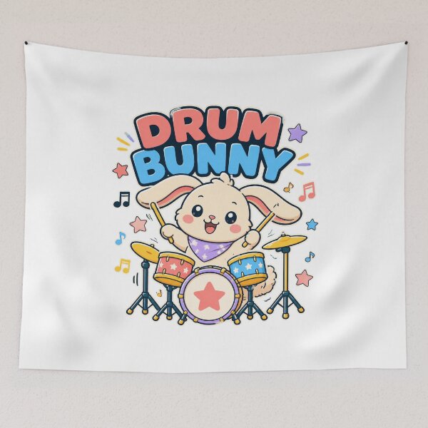 Item preview, Rabbit Playing Drums – Funny Bunny Drummer Music Art designed and sold by AMICO77.