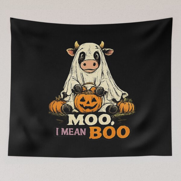 Item preview, Moo I Mean Boo Ghost Cow Halloween designed and sold by MizoX7.