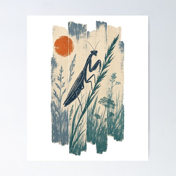 Item preview, Praying Mantis in the Summer Meadow Wild Animal Animal Nature Art designed and sold by VisualArtsOasis.