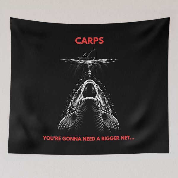 Item preview, Carps Bigger Net Needed - Funny Retro Thriller Fishing designed and sold by GeekAnglerStore.
