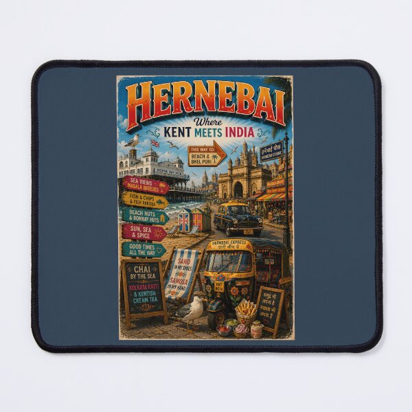 Item preview, Hernebai Funny Herne Bay India Travel Mashup Pun Design designed and sold by Hornace88studio.