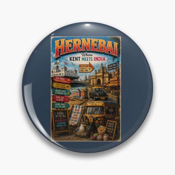 Item preview, Hernebai Funny Herne Bay India Travel Mashup Pun Design designed and sold by Hornace88studio.