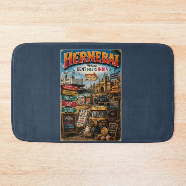 Item preview, Hernebai Funny Herne Bay India Travel Mashup Pun Design designed and sold by Hornace88studio.