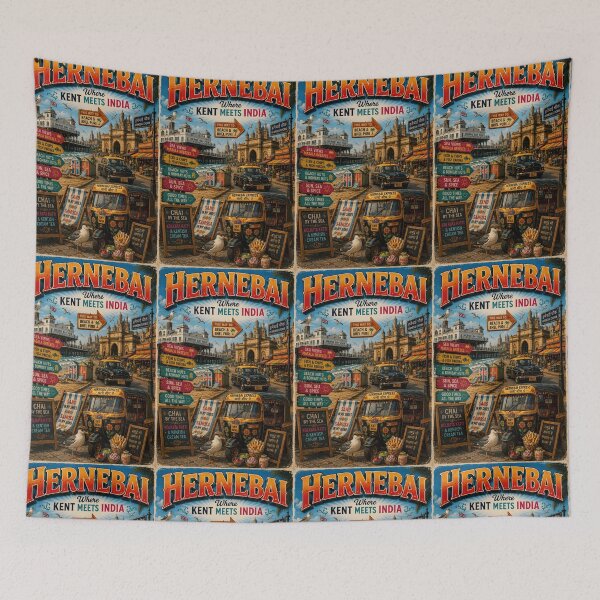 Item preview, Hernebai Funny Herne Bay India Travel Mashup Pun Design designed and sold by Hornace88studio.