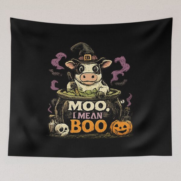 Item preview, Moo I Mean Boo Witch Cow Cauldron designed and sold by MizoX7.