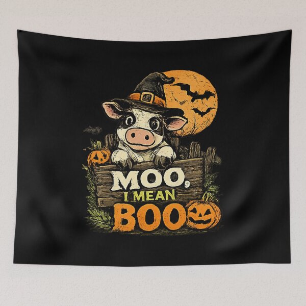 Item preview, Moo I Mean Boo Witch Cow Halloween designed and sold by MizoX7.