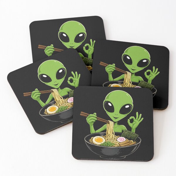 Item preview, Cute Alien Enjoying Delicious Ramen Noodles designed and sold by Moizento.