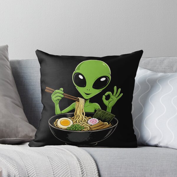 Item preview, Cute Alien Enjoying Delicious Ramen Noodles designed and sold by Moizento.
