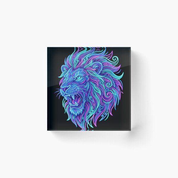 Item preview, Neon Lion | Electric Tribal Wildlife designed and sold by PlumArtDesign.