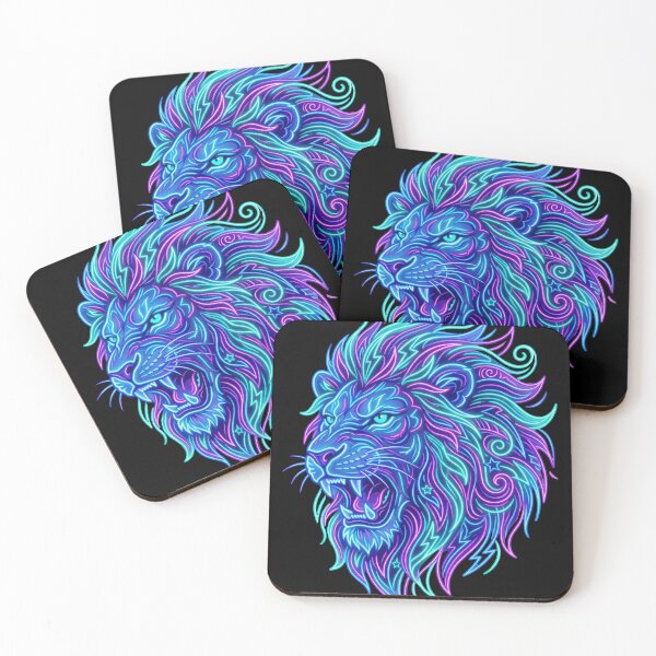 Item preview, Neon Lion | Electric Tribal Wildlife designed and sold by PlumArtDesign.