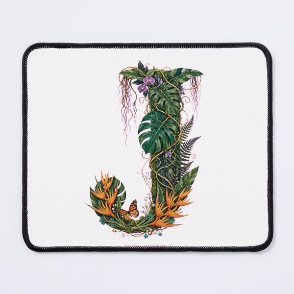 Item preview, Tropical Letter J - Monarch Butterfly and Orange Heliconias designed and sold by FantasyPearl.