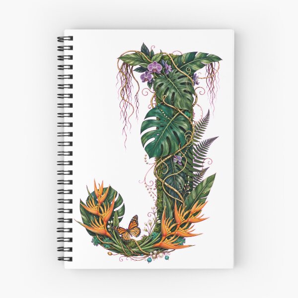 Item preview, Tropical Letter J - Monarch Butterfly and Orange Heliconias designed and sold by FantasyPearl.