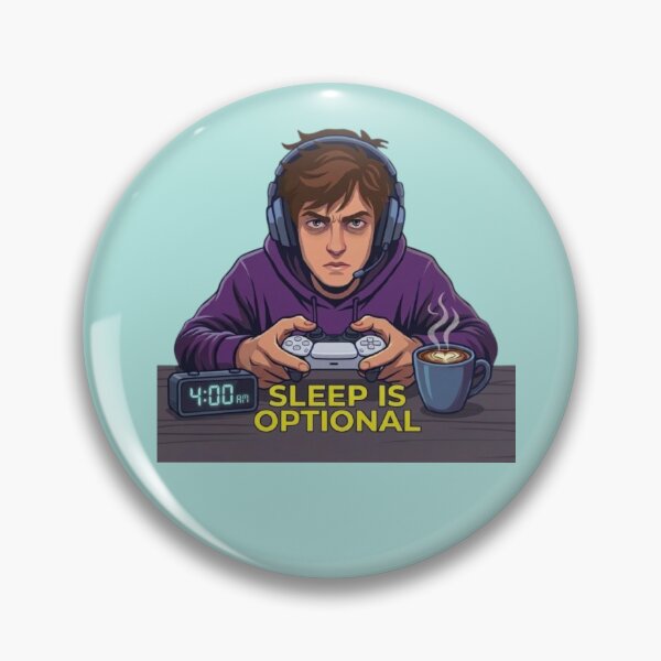 Item preview, Sleep Is Optional Gamer Quote – Funny 4AM Night Owl Gaming Cartoon designed and sold by Northern Glow Art.