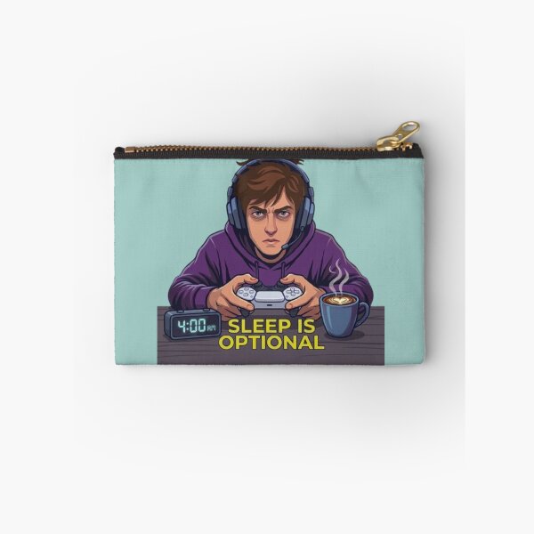 Item preview, Sleep Is Optional Gamer Quote – Funny 4AM Night Owl Gaming Cartoon designed and sold by Northern Glow Art.