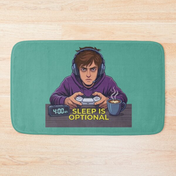 Item preview, Sleep Is Optional Gamer Quote – Funny 4AM Night Owl Gaming Cartoon designed and sold by Northern Glow Art.