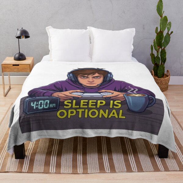 Item preview, Sleep Is Optional Gamer Quote – Funny 4AM Night Owl Gaming Cartoon designed and sold by Northern Glow Art.