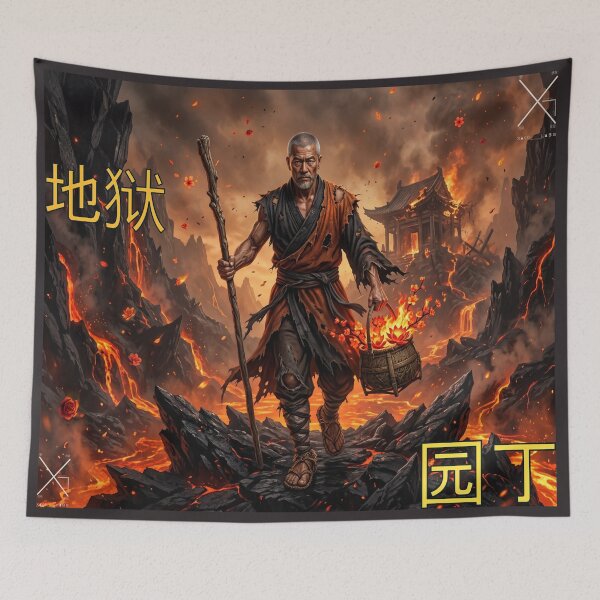 Item preview, Zen Master of the Eternal Flame - Epic Stoic Monk Volcanic Art designed and sold by XakoLabs.