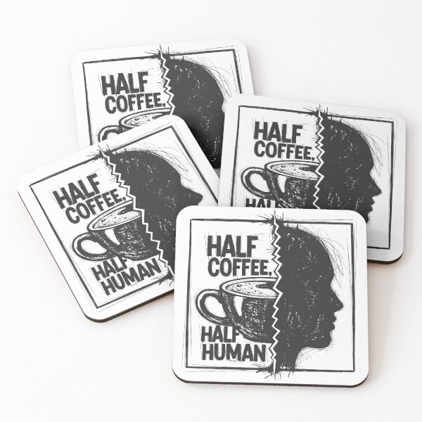 Item preview, Half Coffee Half Human Black Ink Edition designed and sold by LockjowArt.