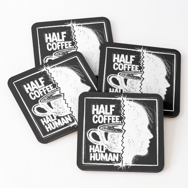 Item preview, Half Coffee Half Human White Ink Edition designed and sold by LockjowArt.