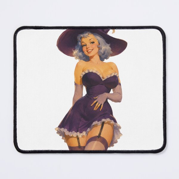 Item preview, Vintage Witch Pin Up | Original Halloween Fantasy Illustration designed and sold by Cosplayvintage.