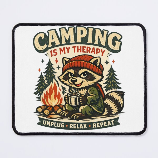 Item preview, Camping Is My Therapy Raccoon – Unplug Relax Repeat designed and sold by AMIR PRO .