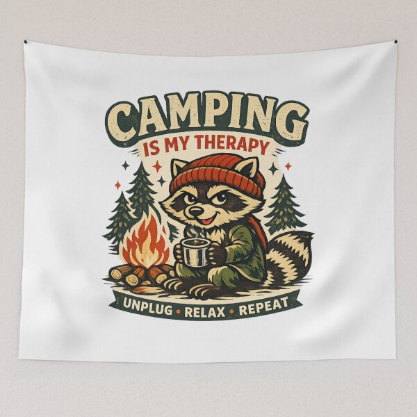 Item preview, Camping Is My Therapy Raccoon – Unplug Relax Repeat designed and sold by AMIR PRO .