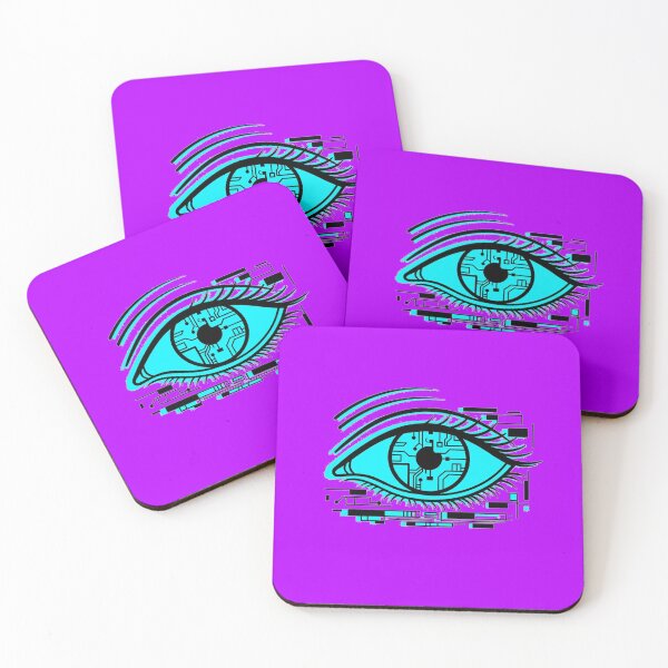 Item preview, Cyan Cyber Eye Circuit Glitch designed and sold by puzzell.