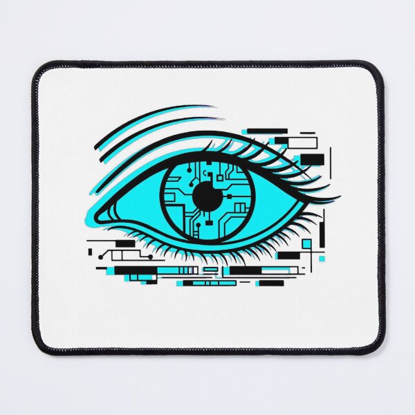 Item preview, Cyan Cyber Eye Circuit Glitch designed and sold by puzzell.