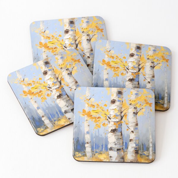 Item preview, Birch Trees Colorful Impasto-Style Digital Art Painting designed and sold by DEC02.