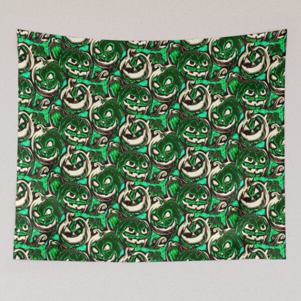 Item preview, Glowing Green Pumpkins Pattern designed and sold by Shy Fractal Designs.