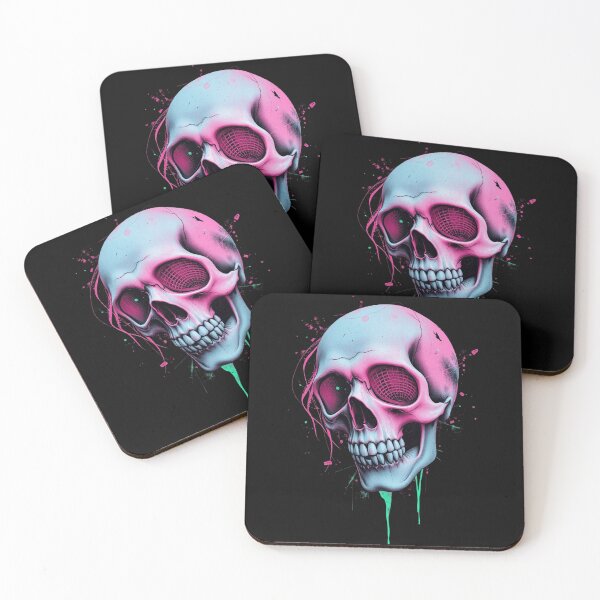 Item preview, 3D Neon Cyber Grid Skull Art designed and sold by ERODED SELF.