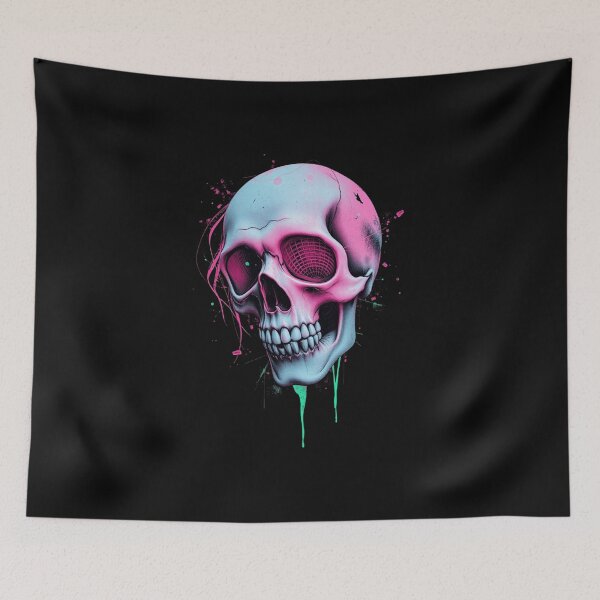 Item preview, 3D Neon Cyber Grid Skull Art designed and sold by ERODED SELF.
