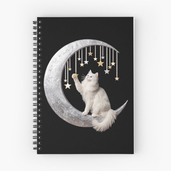 Item preview, playful moon cat and silver star dance designed and sold by Kirei-Lily.