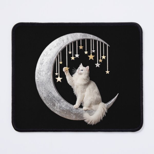 Item preview, playful moon cat and silver star dance designed and sold by Kirei-Lily.