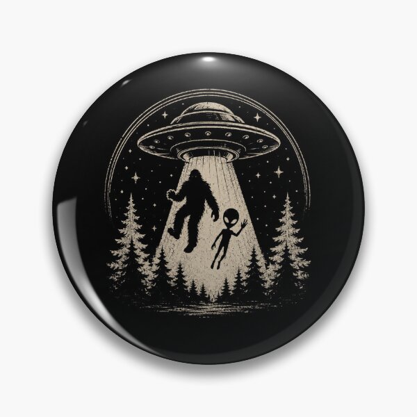 Item preview, Retro UFO Abduction Bigfoot Alien Forest Night designed and sold by Moizento.