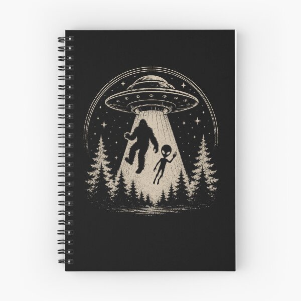 Item preview, Retro UFO Abduction Bigfoot Alien Forest Night designed and sold by Moizento.