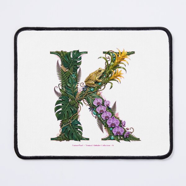 Item preview, Tropical Letter K - Golden Frog and Yellow Bromeliads designed and sold by FantasyPearl.