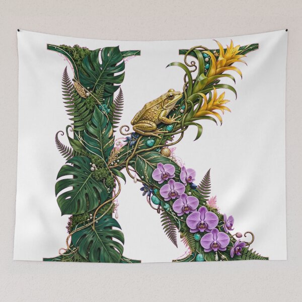 Item preview, Tropical Letter K - Golden Frog and Yellow Bromeliads designed and sold by FantasyPearl.