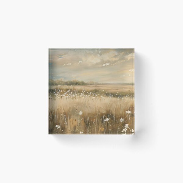 Item preview, Golden Meadow Wildflower Field Oil Painting Art designed and sold by Jozefin's Studio.