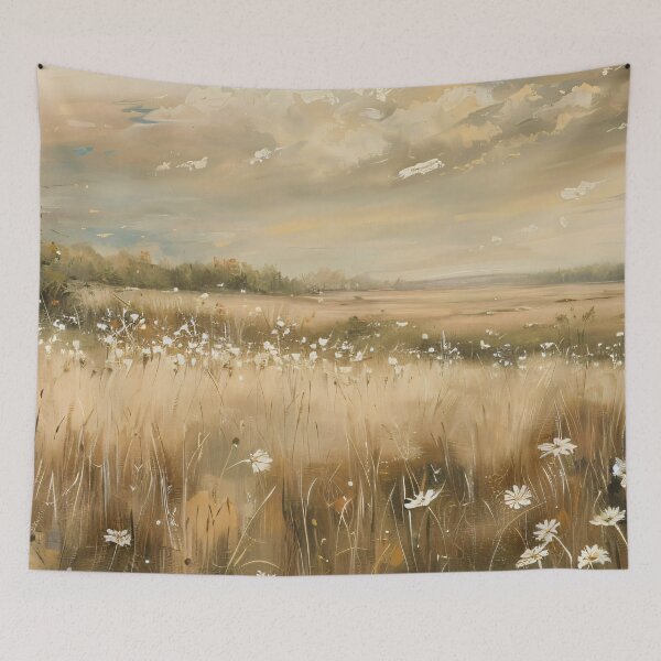 Item preview, Golden Meadow Wildflower Field Oil Painting Art designed and sold by Jozefin's Studio.