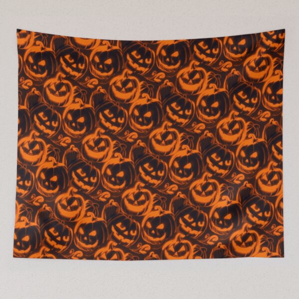 Item preview, Glowing Orange Pumpkins Pattern designed and sold by Shy Fractal Designs.