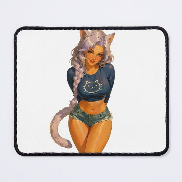 Item preview, Catgirl Pin Up | Original Neko Anime Fantasy Illustration designed and sold by Cosplayvintage.