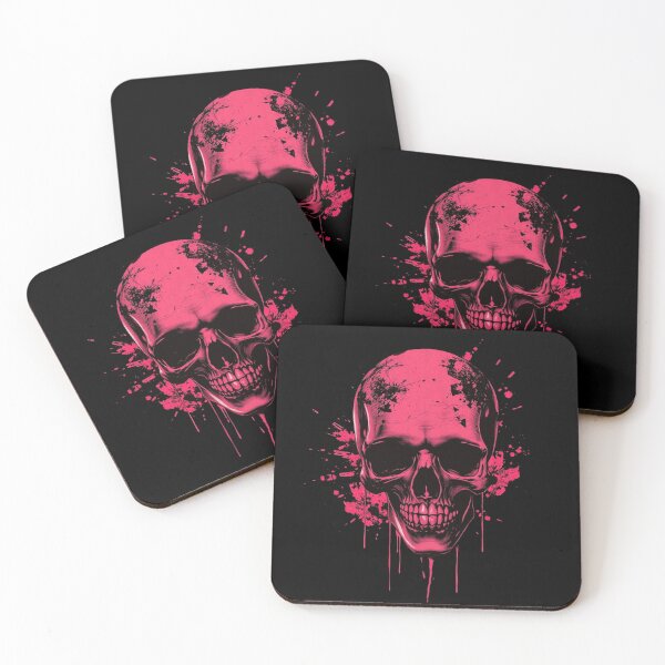 Item preview, Hot Pink Grunge Paint Splatter Skull designed and sold by ERODED SELF.