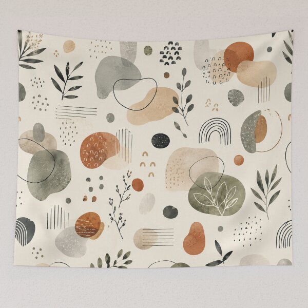 Item preview, Earth Tones Abstract Botanical Pattern designed and sold by QCena.