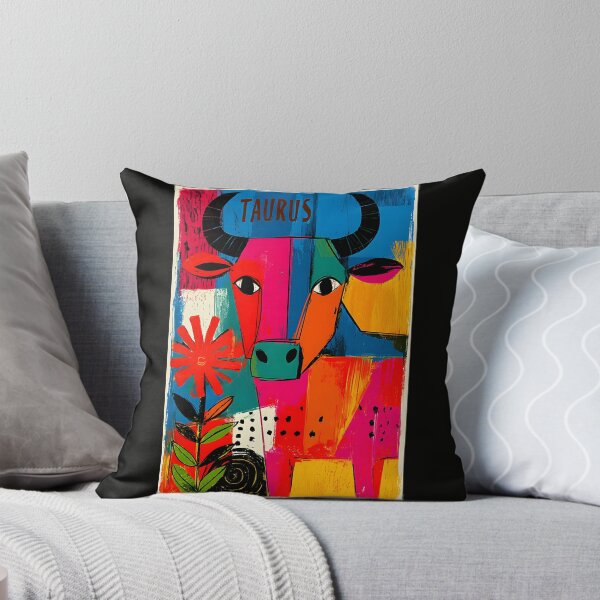 Item preview, Taurus Zodiac Surrounded by Vibrant Floral Geometry in Contemporary Celestial Astrology Wall Art designed and sold by OlfactoART Studio.