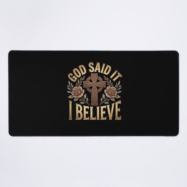 Item preview, God Said It I Believe It Spiritual Declaration With Cross And Flowers designed and sold by Cree8if.