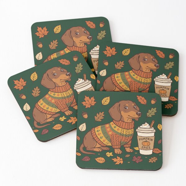 Item preview, Autumn Dachshund Pumpkin Spice Latte Dog designed and sold by KreonaTime.